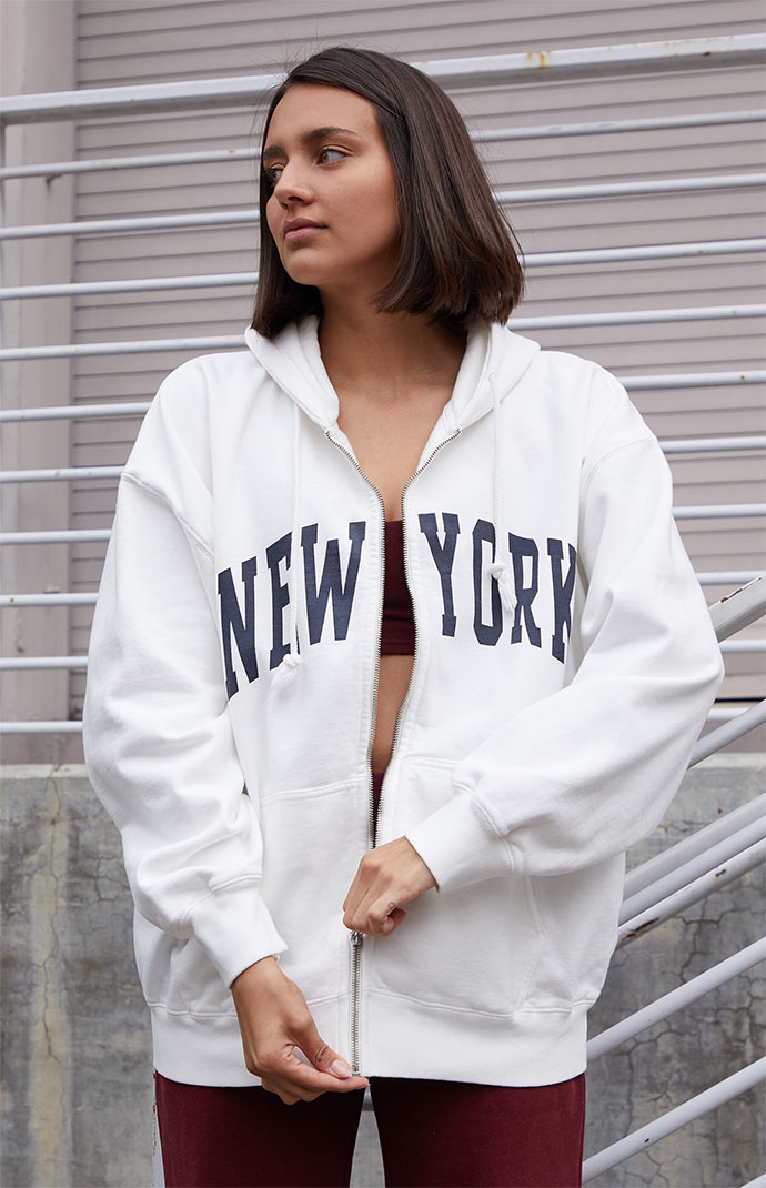 John Galt White New York Full Zip Hoodie | Pacsun