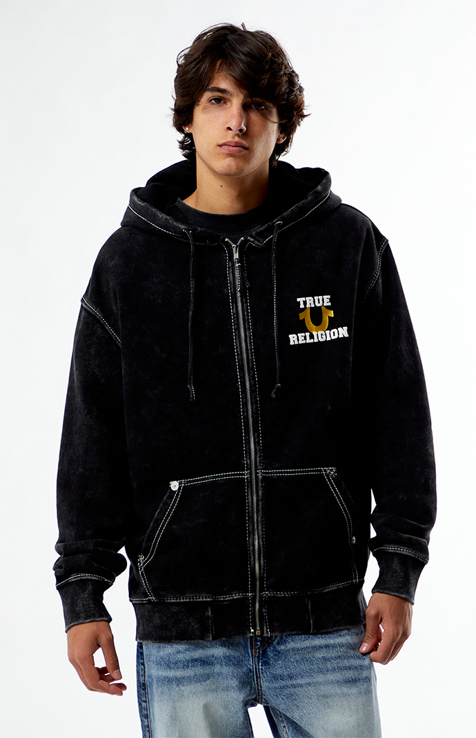 TRUE RELIGION ブラックパーカー True Religion Big T Black Zip Hoodie | Zumiez