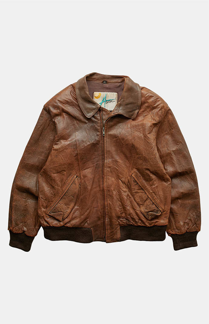 PS VINTAGE Brown '90s Leather Jacket | PacSun