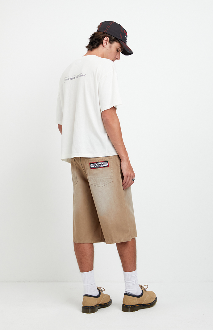 Pacsun Austin Extreme Baggy Jean Shorts Patch Carpenter Tan | Pacsun