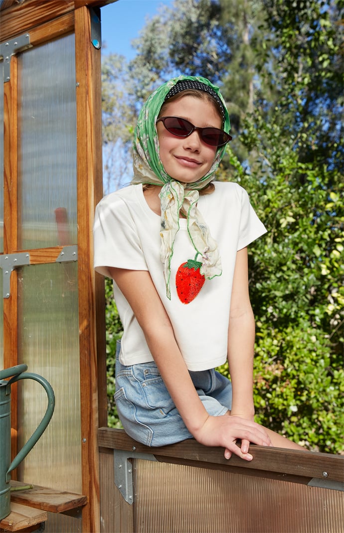 Pacsun Kids Strawberry Embellished Skimmer T-Shirt | Pacsun