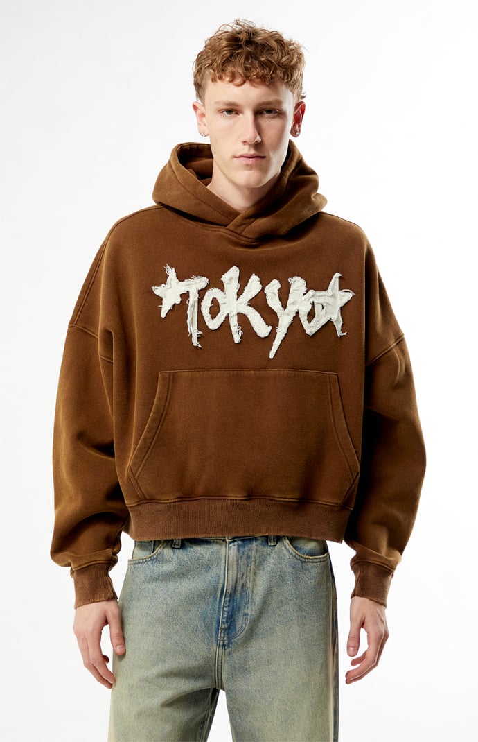 トップス PASSION HOODIE BROWN L Pacsun Brown Tokyo Raw Applique Cropped Hoodie | Pacsun