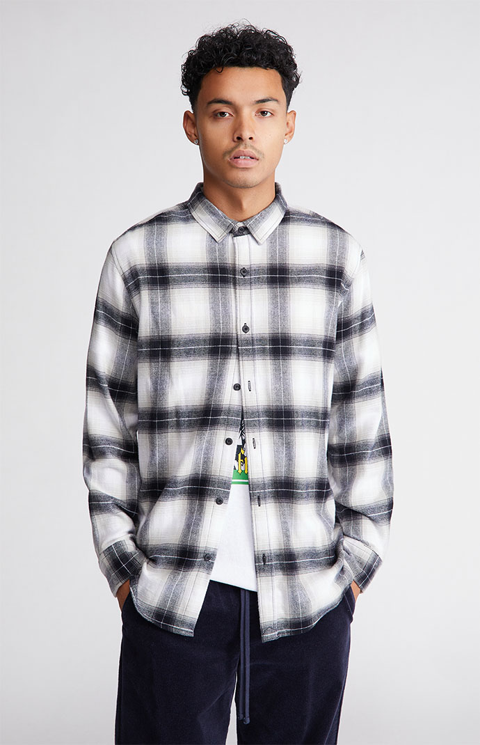 Pacsun plaid mix hooded long sleeve button up shirt best sale