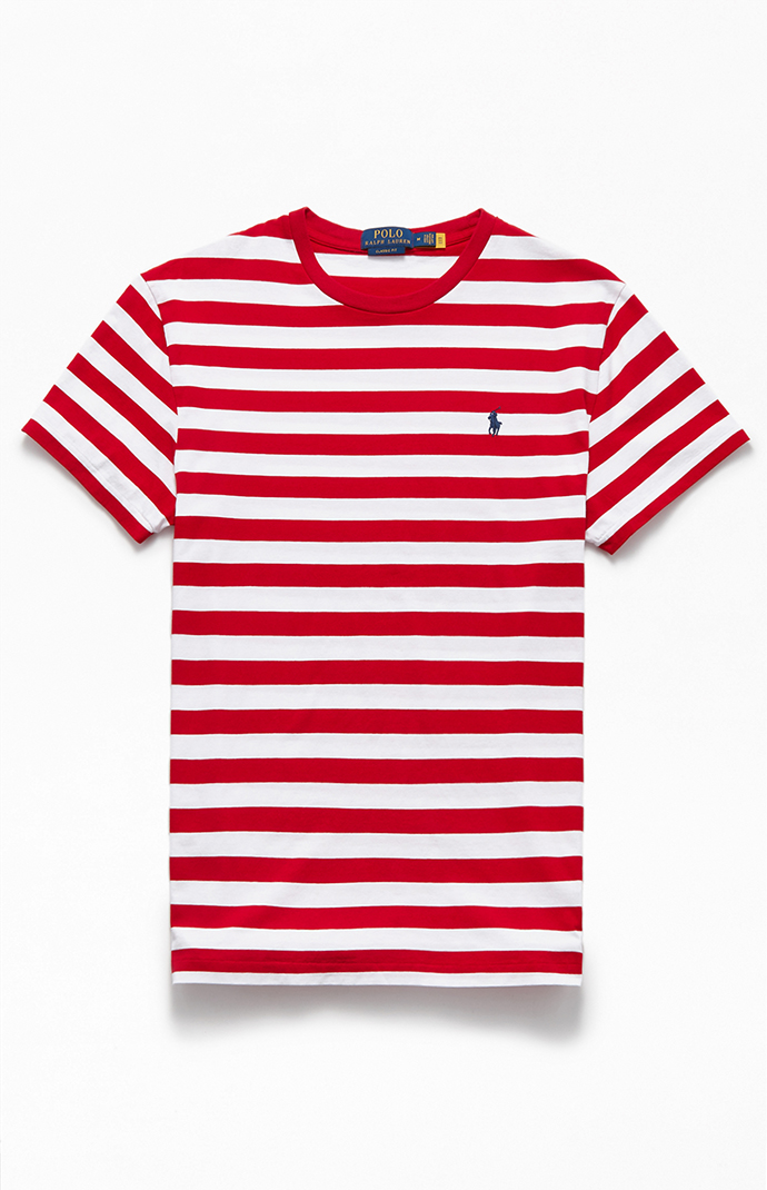 red white striped polo shirt