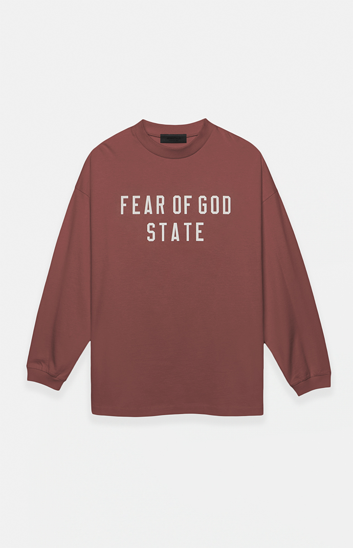 【FOG Essentials】Crimson Heavy Long Sleeve T-Shirt Fear of God Essentials Crimson Heavy Long Sleeve T-Shirt