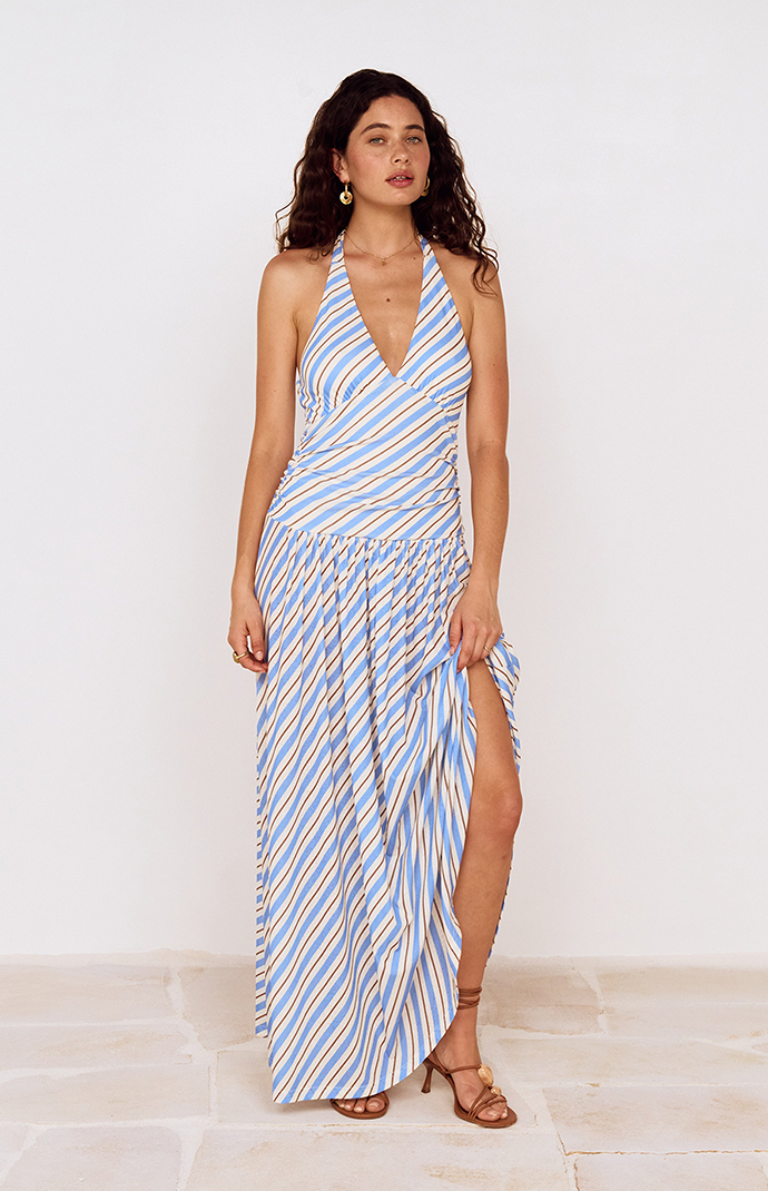 MINKPINK Striped Sancia Halter Midi Dress | Pacsun