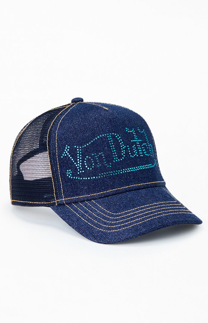Von Dutch jean fabric hat with mesh around top and stitched brim Von Dutch | Accessories | Von Dutch Jean Fabric Hat With  main image 4