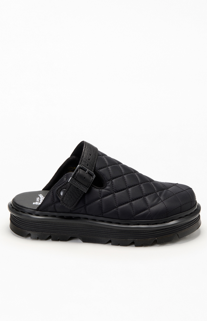 Dr Martens Black Zebzag Quilted Canvas Slingback Platform Mules