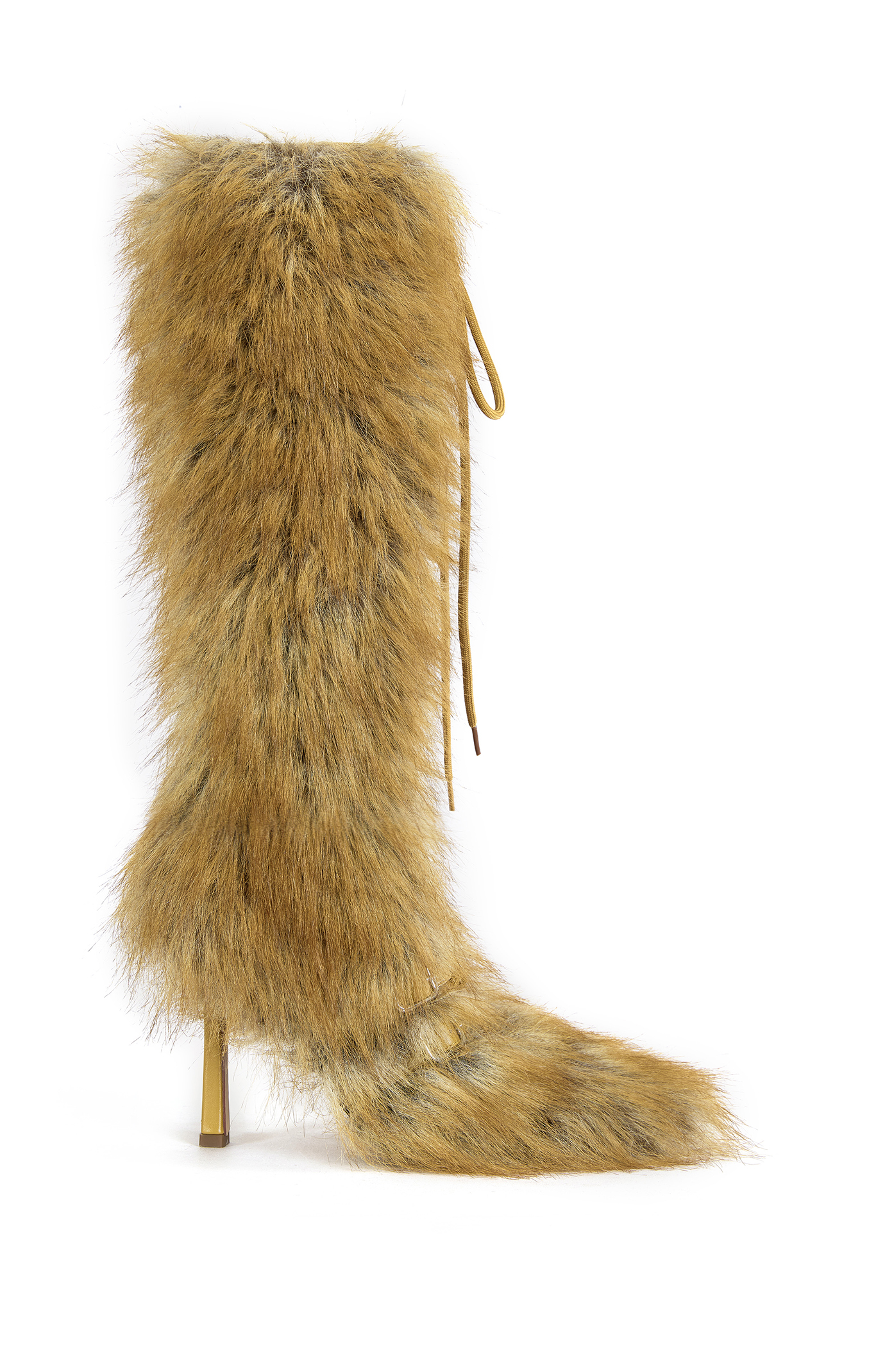 AZALEA WANG Lourdanne Tan Faux Fur Redfox Stiletto Boots | Pacsun
