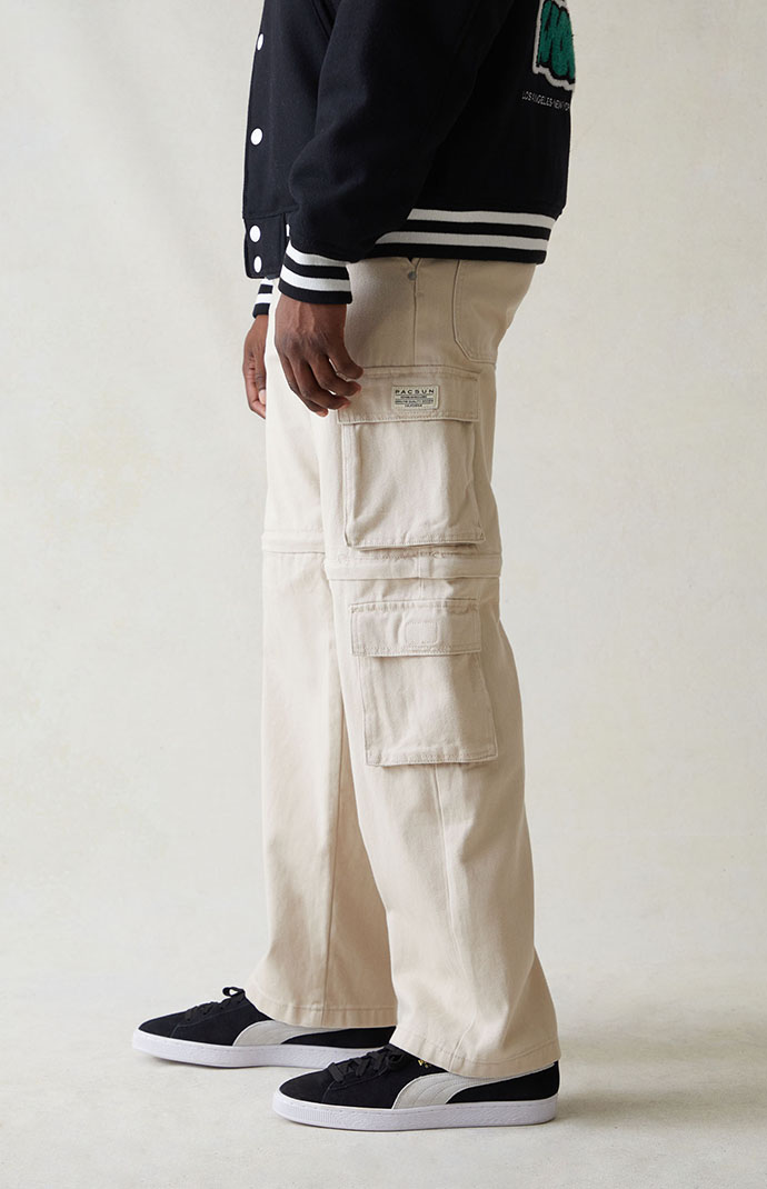PacSun Cream Baggy Zip Off Cargo Jeans PacSun