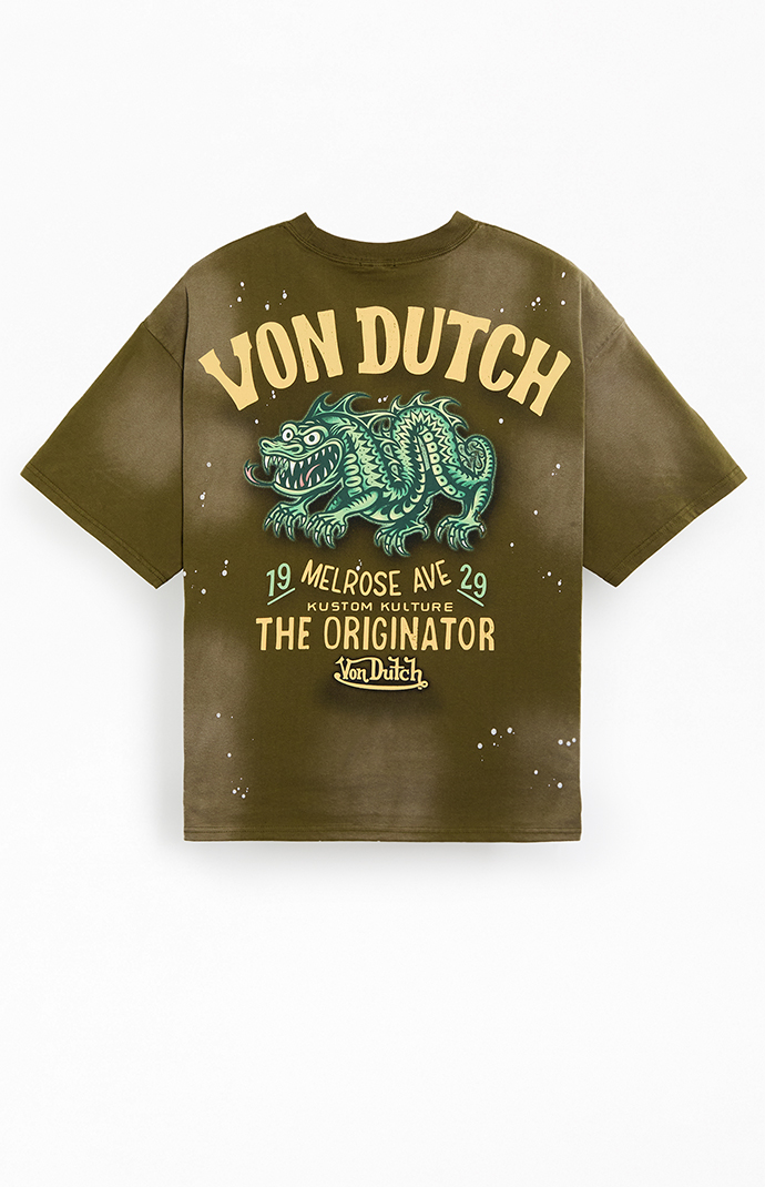 Von Dutch Dragon Paint Splatter Oversized T-Shirt | Pacsun