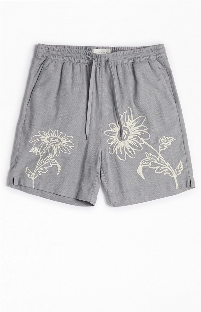 Pacsun Gray Floral Russel Volley Shorts | Pacsun