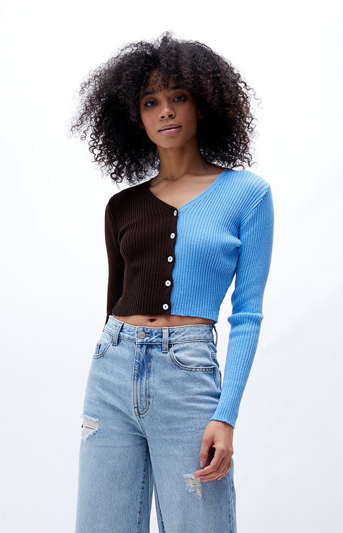 Daisy Street Brown u0026 Blue '90s Cardigan | PacSun