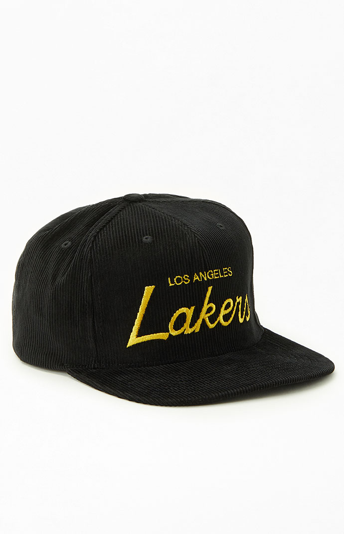 Mitchell Ness Los Angeles Lakers Corduroy Script Snapback Hat