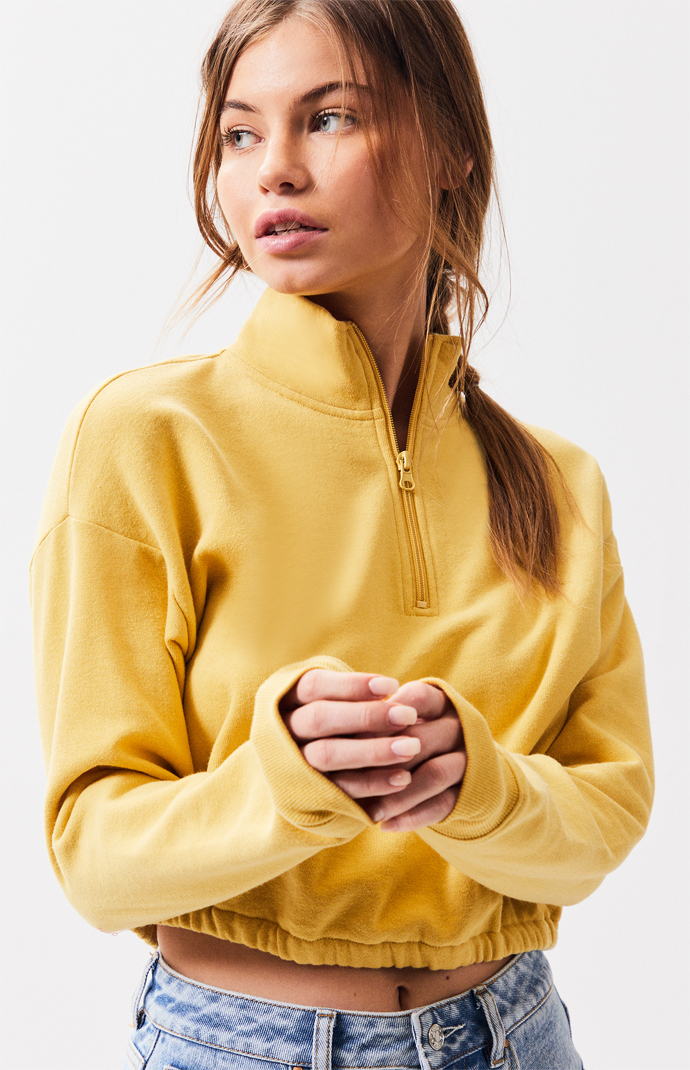 La hearts half zip cropped sweatshirt store