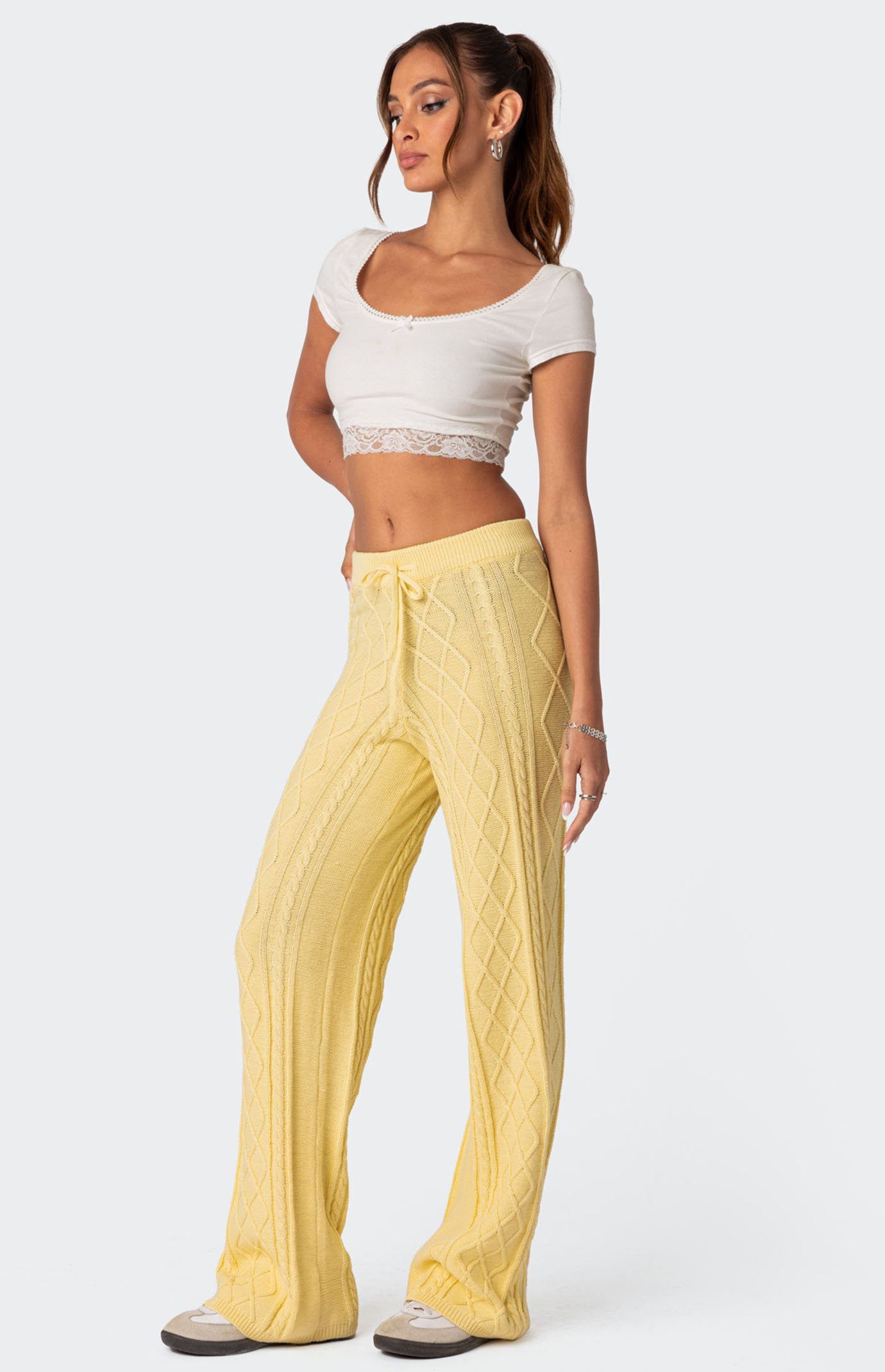 Edikted Kasey Cable Knit Pants | PacSun