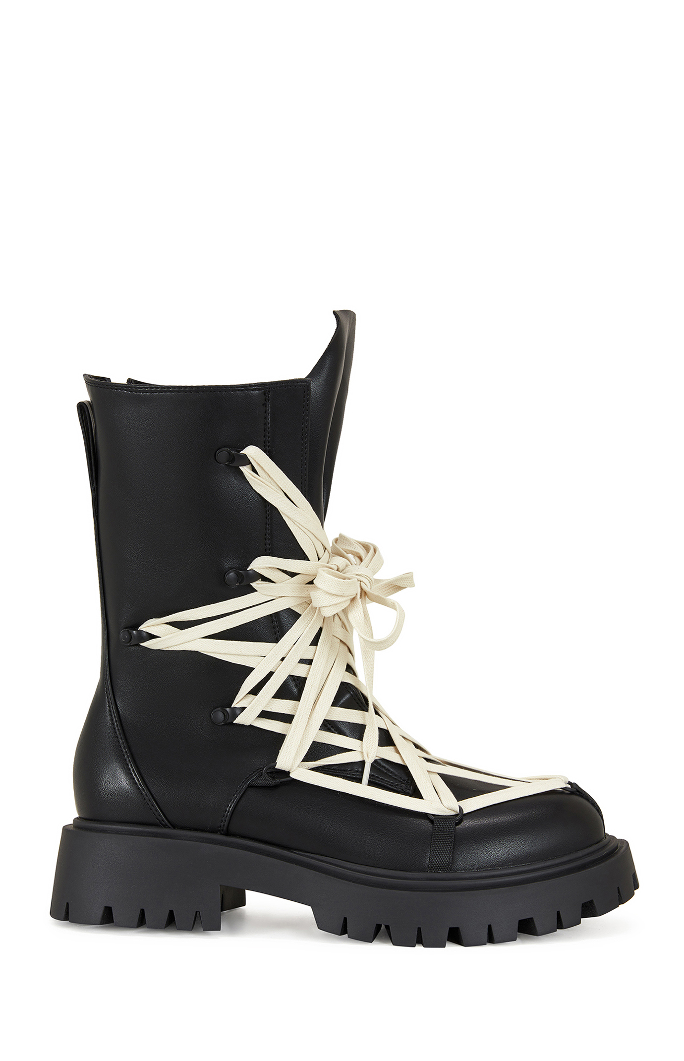 AZALEA WANG Women's Black Arjun Faux Leather Combat Boots | Pacsun