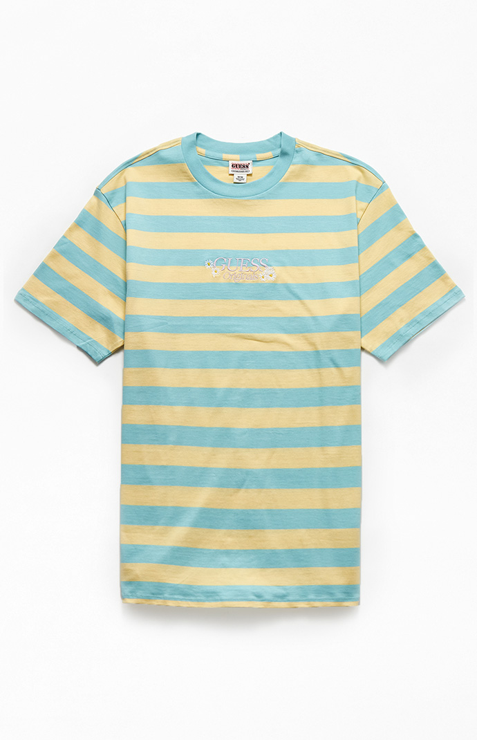 Guess yellow and blue striped shirt hotsell