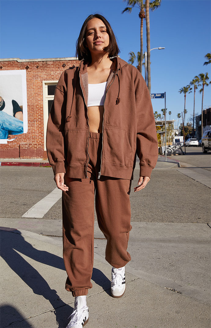 John Galt Brown Christy Full Zip Hoodie PacSun