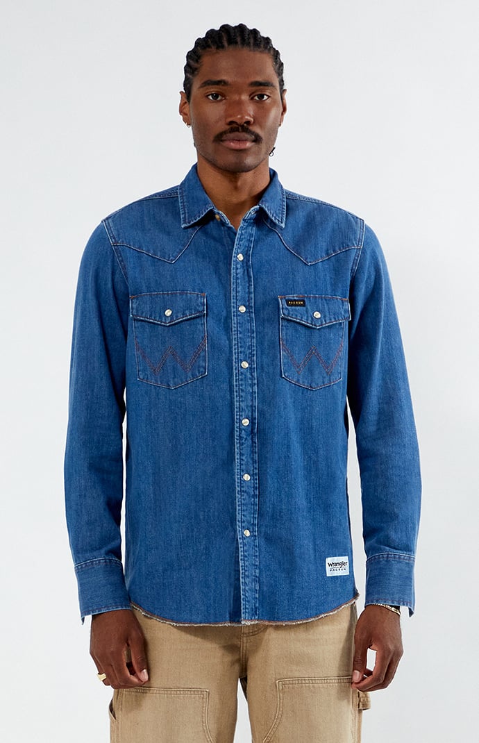 Wrangler x PacSun Western Denim Long Sleeve Shirt | Pacsun