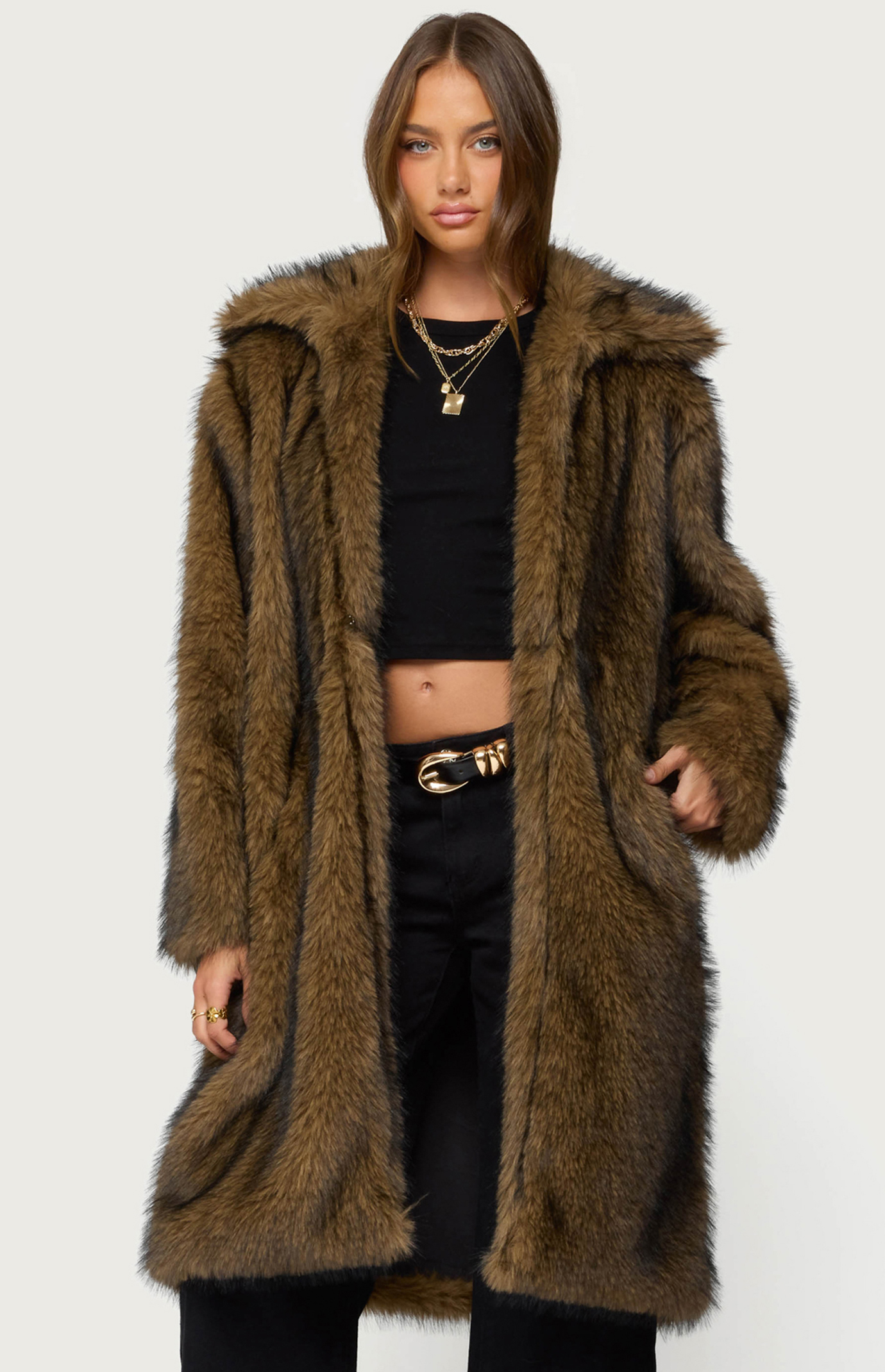 t4423　SHAREEF ECO FUR LONG COAT t4423 SHAREEF ECO FUR LONG COAT t4423 SHAREEF ECO FUR LONG COAT