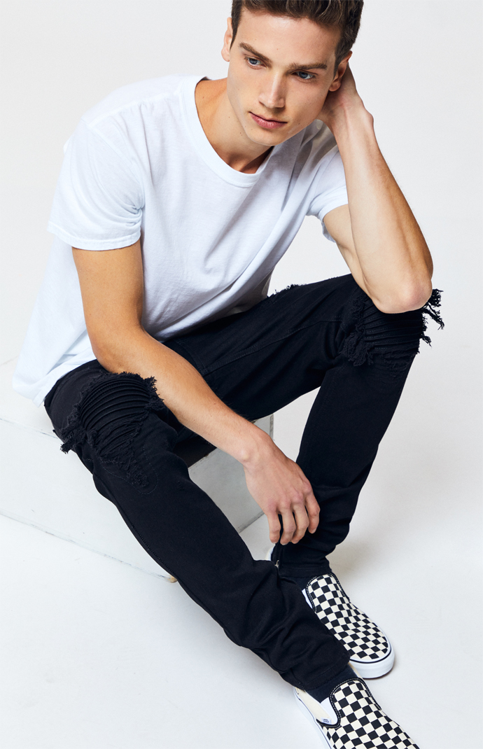 Black Ripped Moto Skinniest Jeans PacSun PacSun