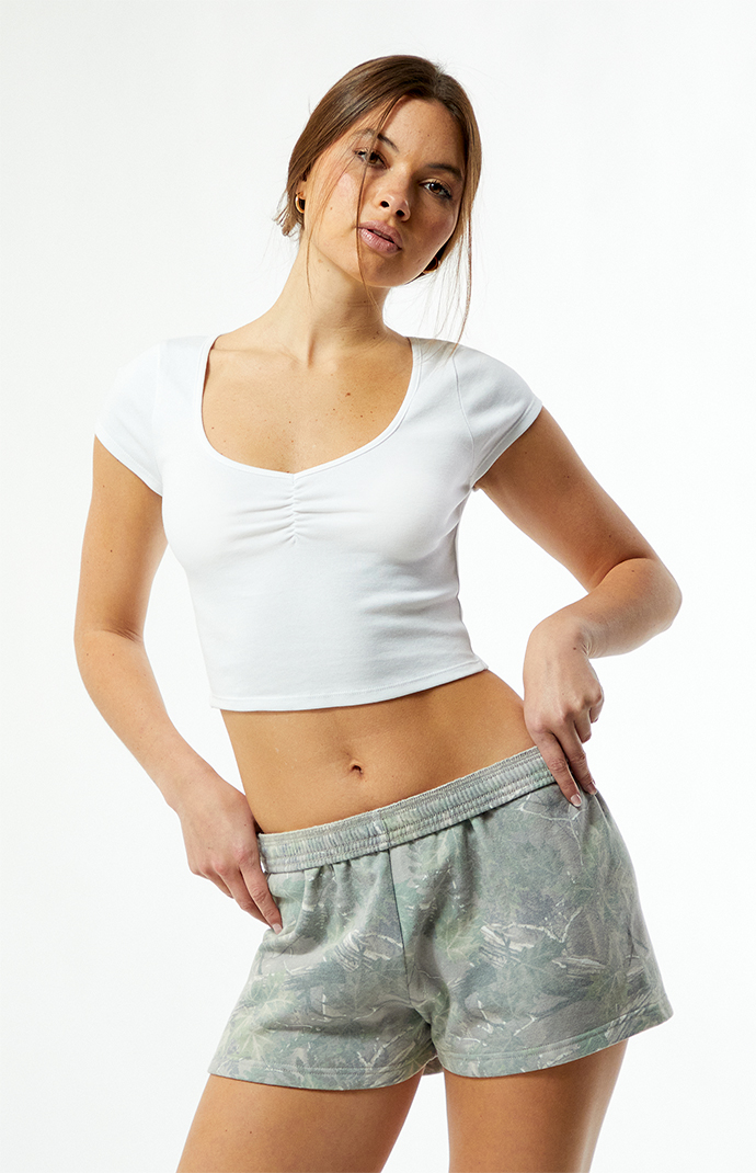 Camo sweat shorts womens store