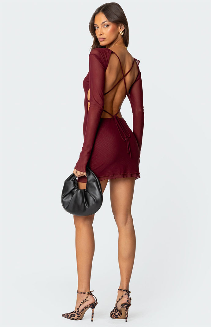 Edikted Lace Up Mesh Mini Dress | PacSun