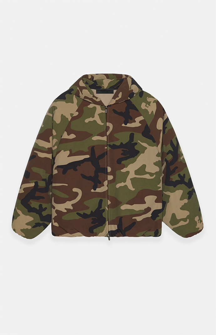 Fear of God ESSENTIALS Woodland Camo Military Hooded Jacket | Pacsun