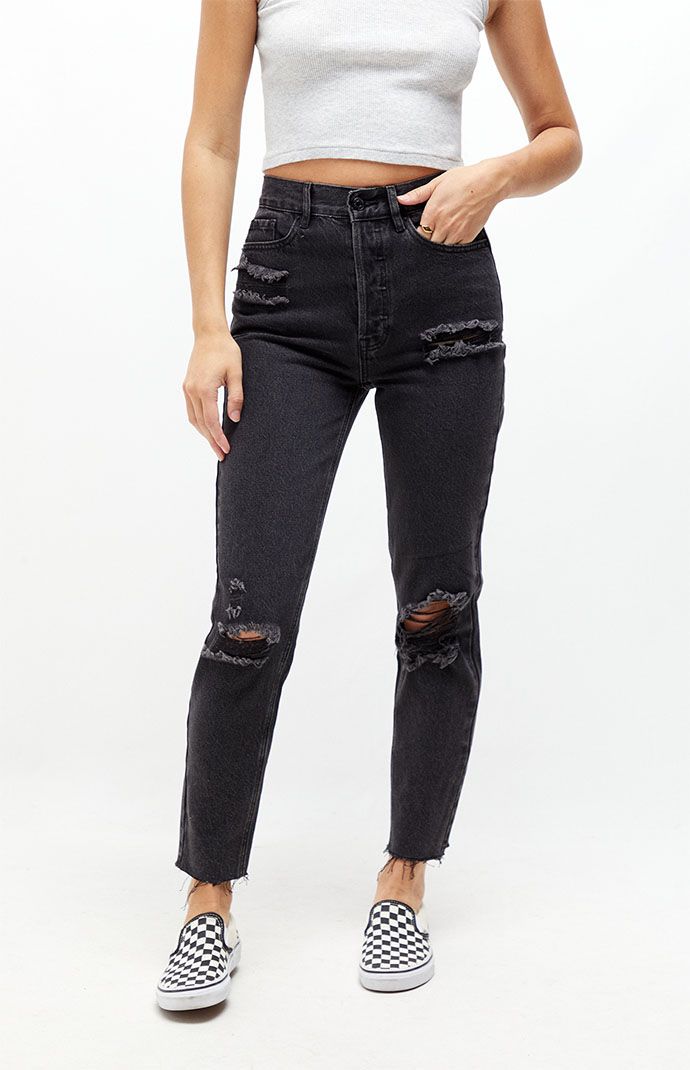 zeven bad halfrond PacSun Eco Black Distressed Ultra High Waisted Slim Fit Jeans | PacSun