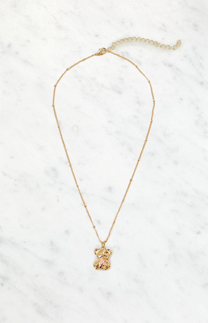 LA Hearts Teddy Bear Necklace PacSun
