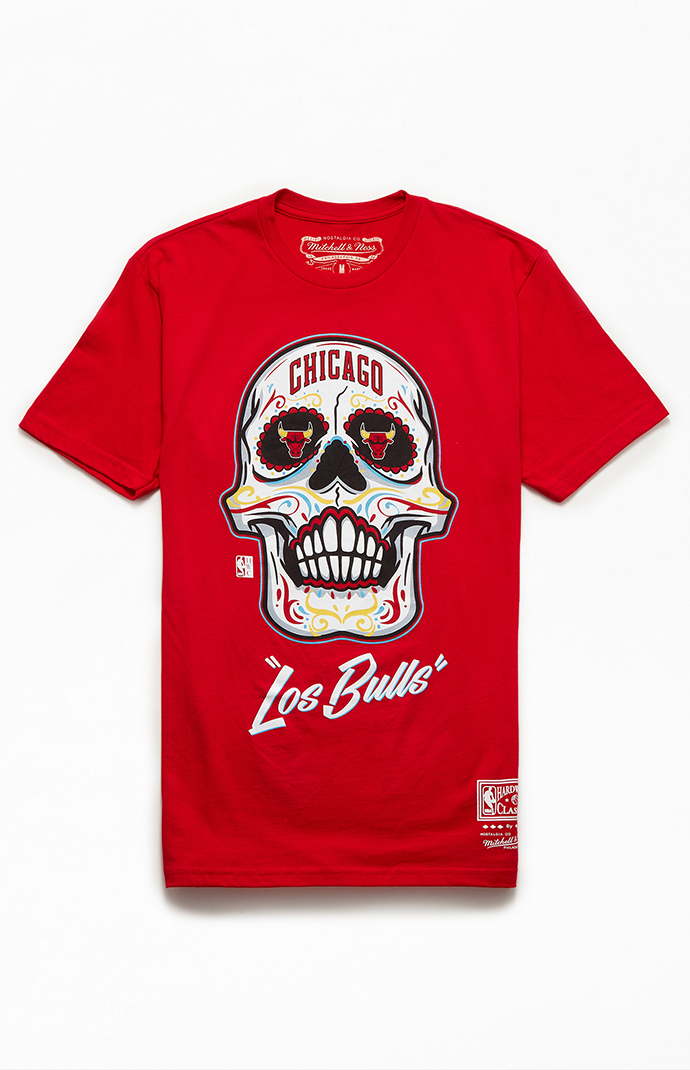 Mitchell Ness Los Bulls Skull T Shirt PacSun