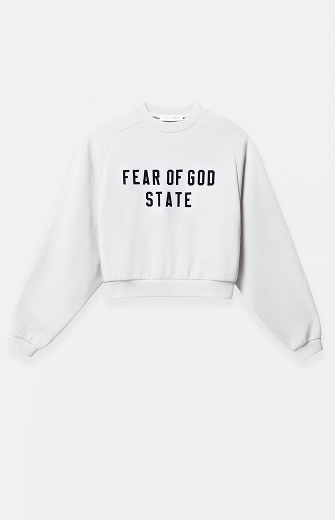 Fear of God ESSENTIALS Women's Bright White Fleece Cropped Crew