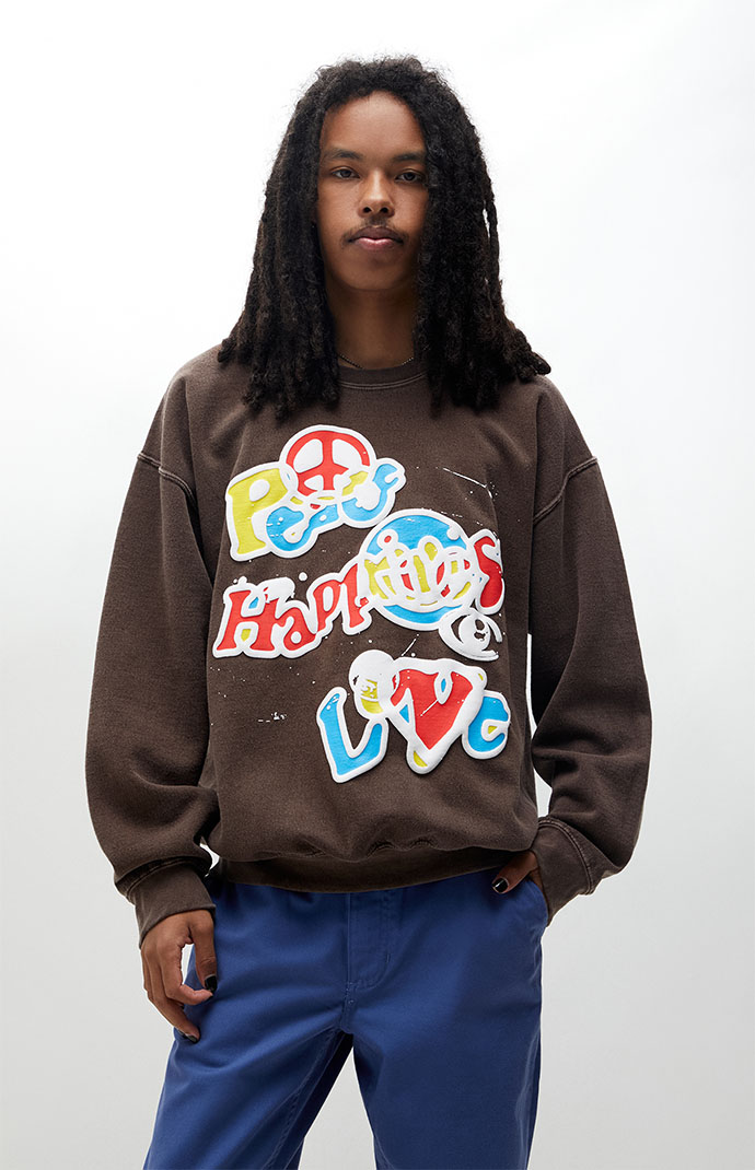 pacsun brown hoodie with smiley face