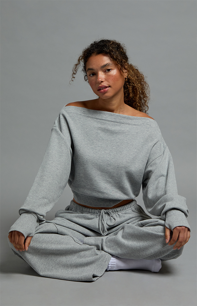 PAC 1980 Active French Terry Off-The-Shoulder Sweatshirt | Pacsun