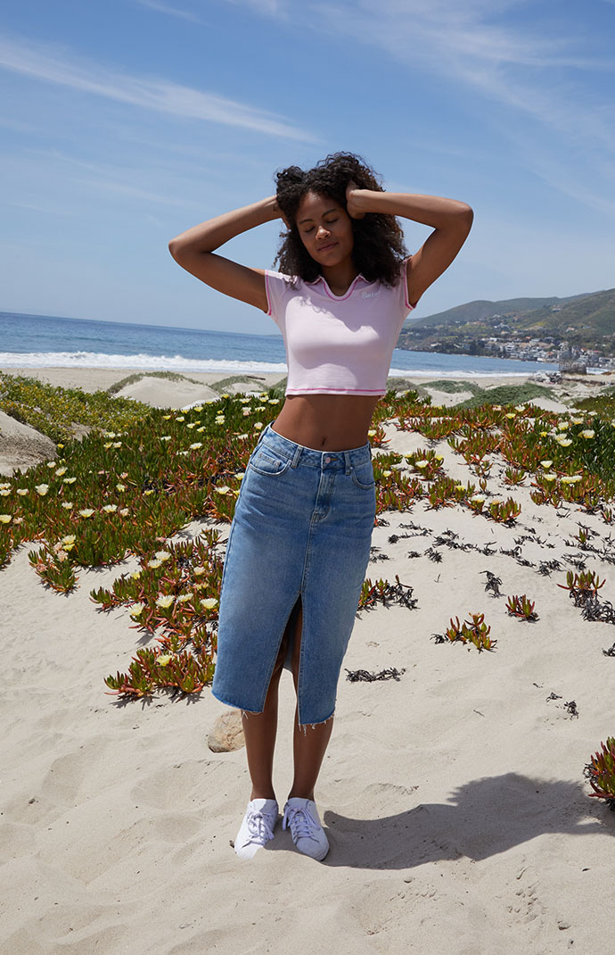 Barbie Chelsea Denim Midi Skirt | Pacsun