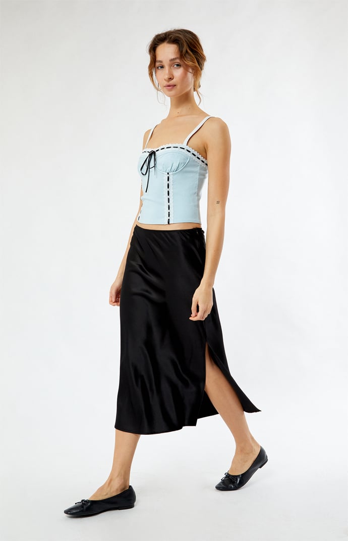 LA Hearts Satin Midi Skirt | Pacsun