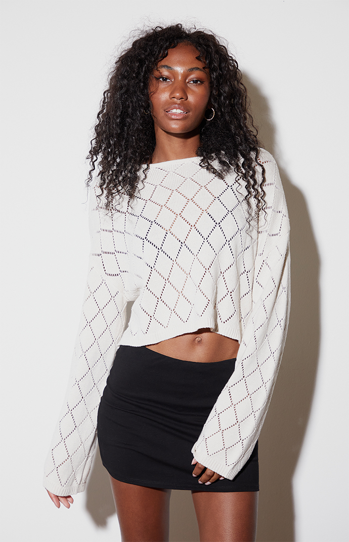 LA Hearts Isla Open Knit Cropped Sweater | Pacsun