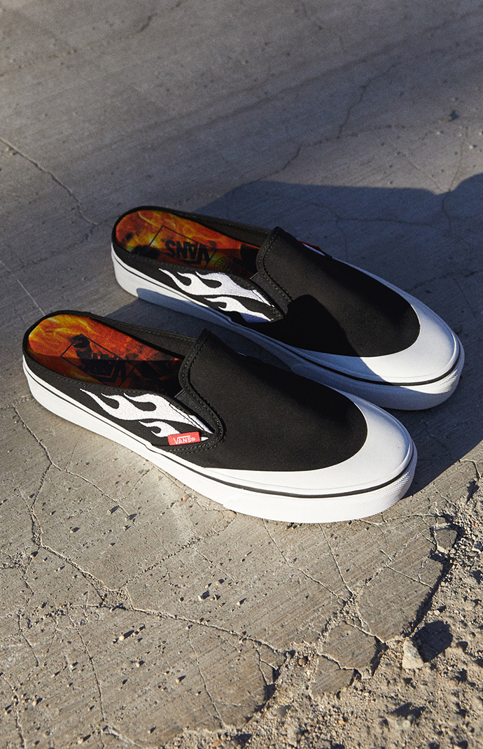 Vans Slip-on Black Flames Asap Rocky Men's Casual Fashion Skate Shoes  Sneakers