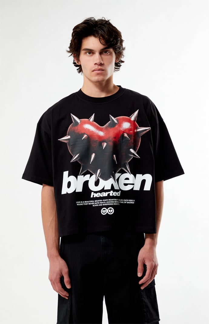 Pacsun Broken Hearted Cropped Boxy T-Shirt | Pacsun
