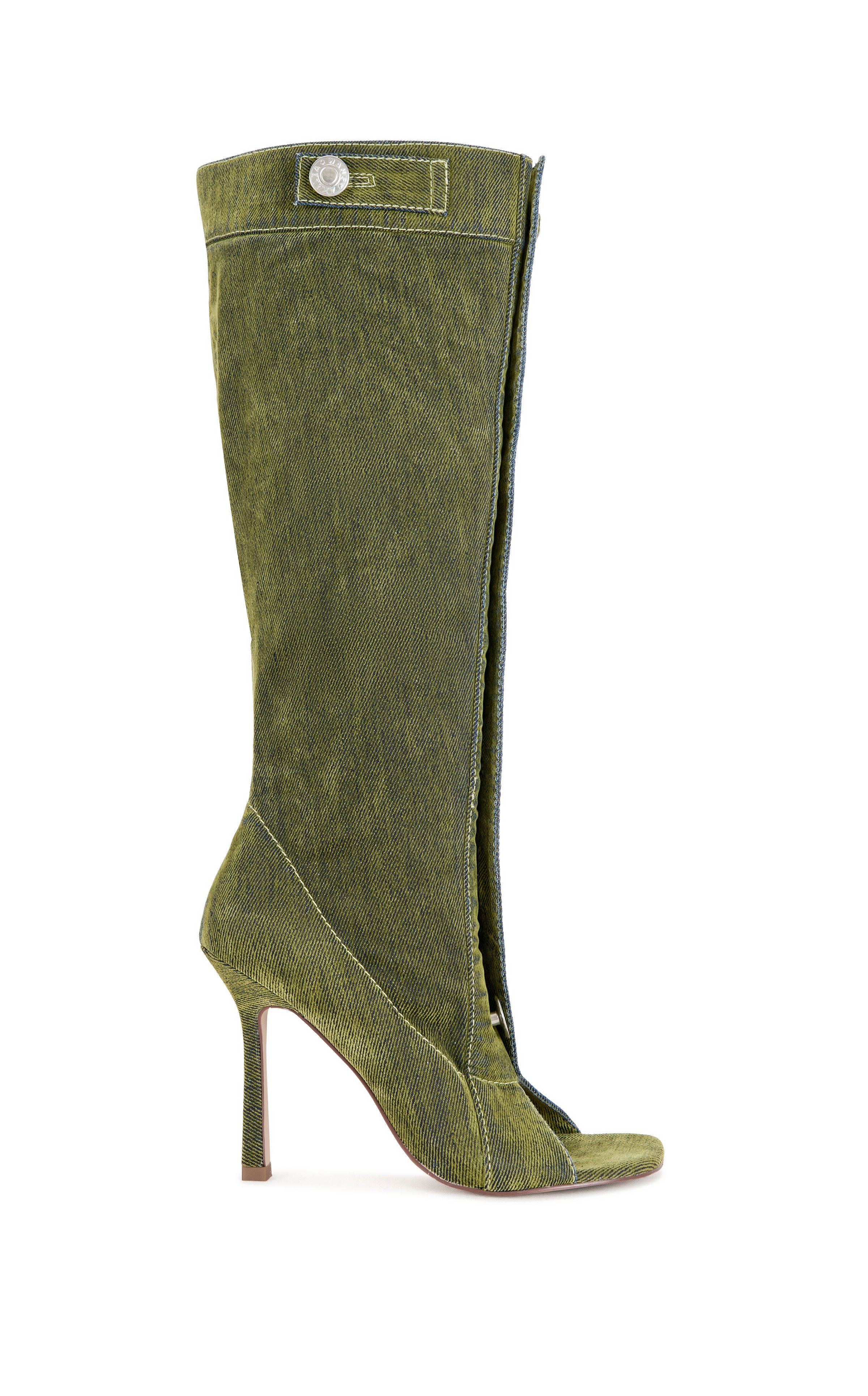 AZALEA WANG Women's Kazuki Olive Velvet Denim Stiletto Boots | Pacsun