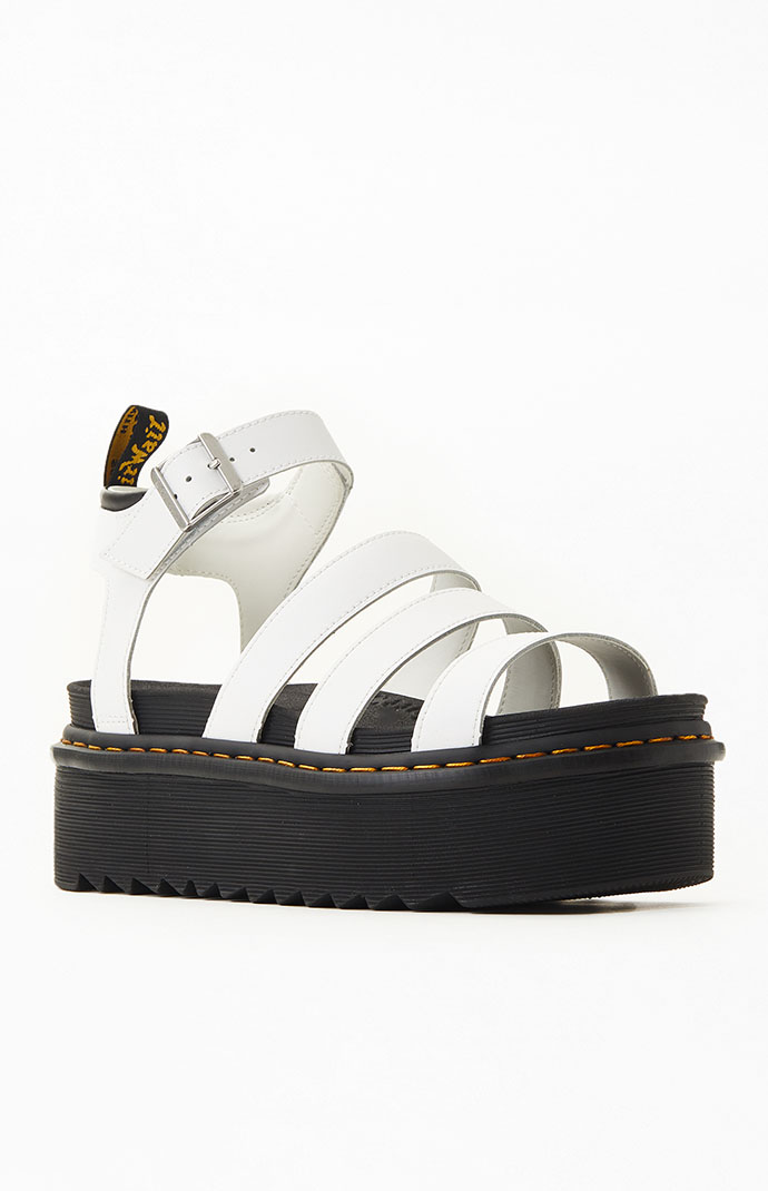 boykot Delegeret parallel Dr Martens Women's White Blaire Quad Platform Sandals | PacSun