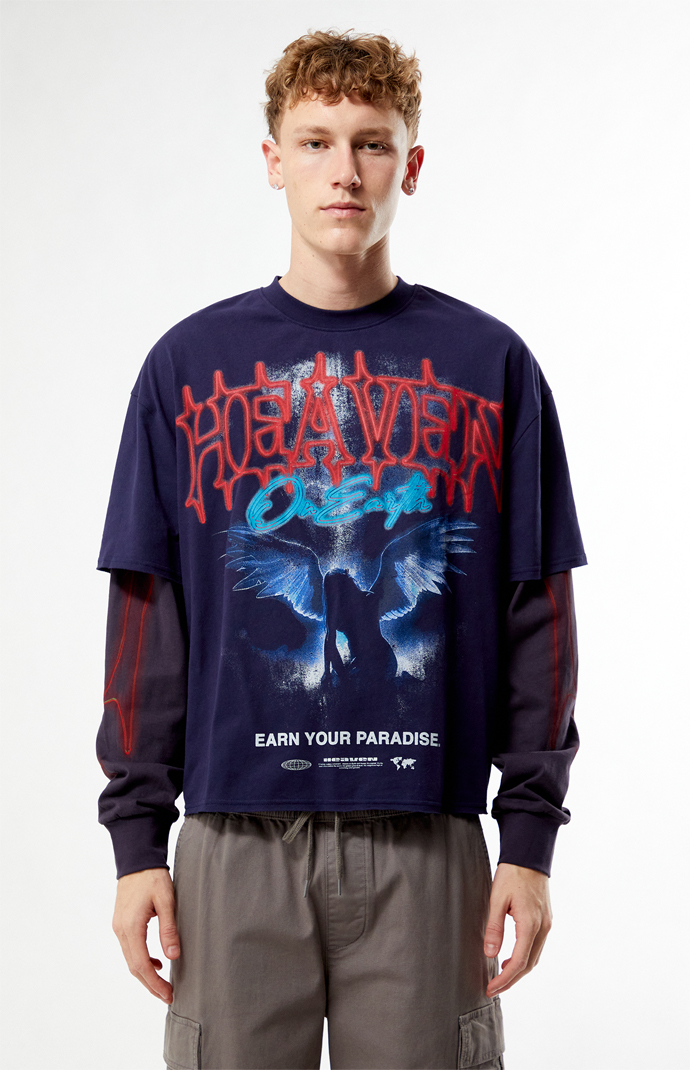 heaven カットソー Pacsun Heaven On Earth 2fer Long Sleeve Cropped T-Shirt | Pacsun