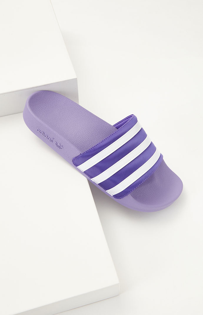 Mauve adidas slides sale