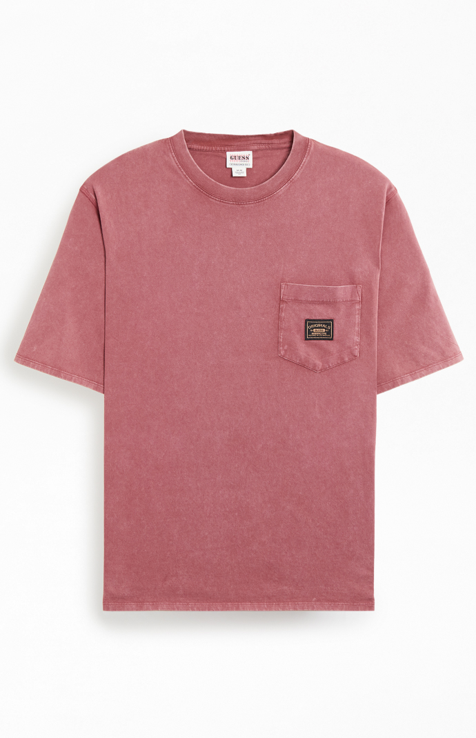 Guess Originals Men s Heavyweight Boxy Pocket T Shirt in Red Size Large