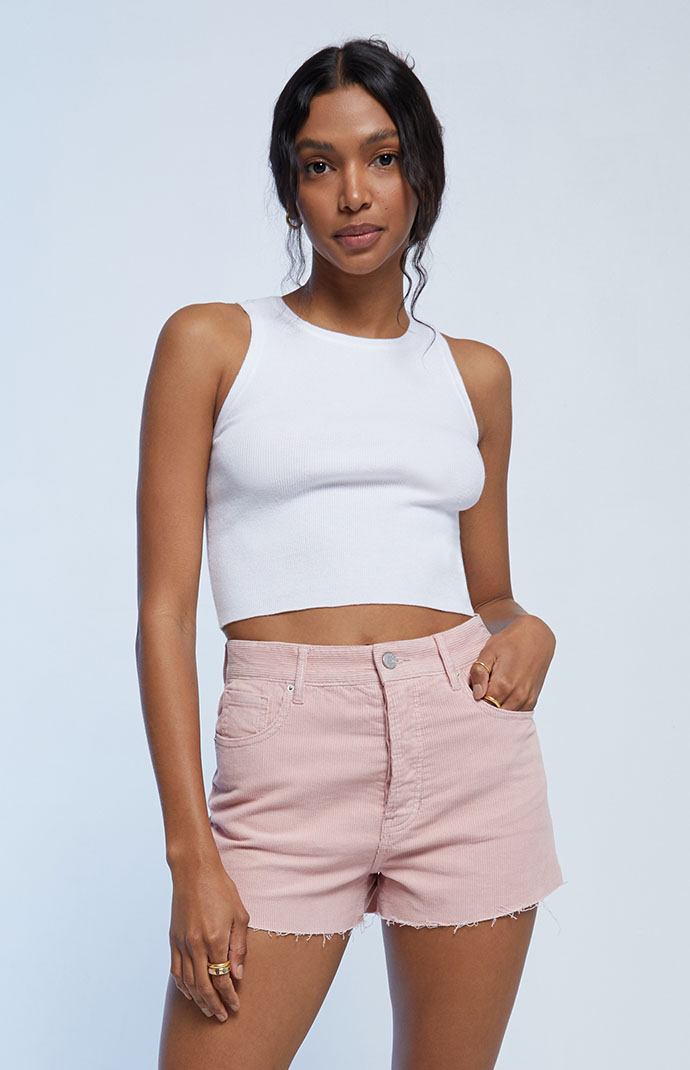 Pink velvet shorts pacsun top