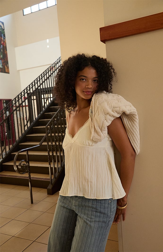 Beverly and Beck Elise Plissé Lace Tank Top | Pacsun