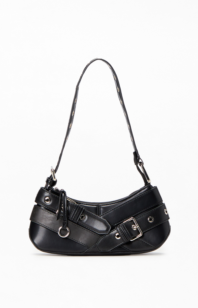 【NONCODE】Fomin Buckle Leather Shoulder Bag Y2K Outfits Faux Leather Faux fur Faux Leather Double Buckle
