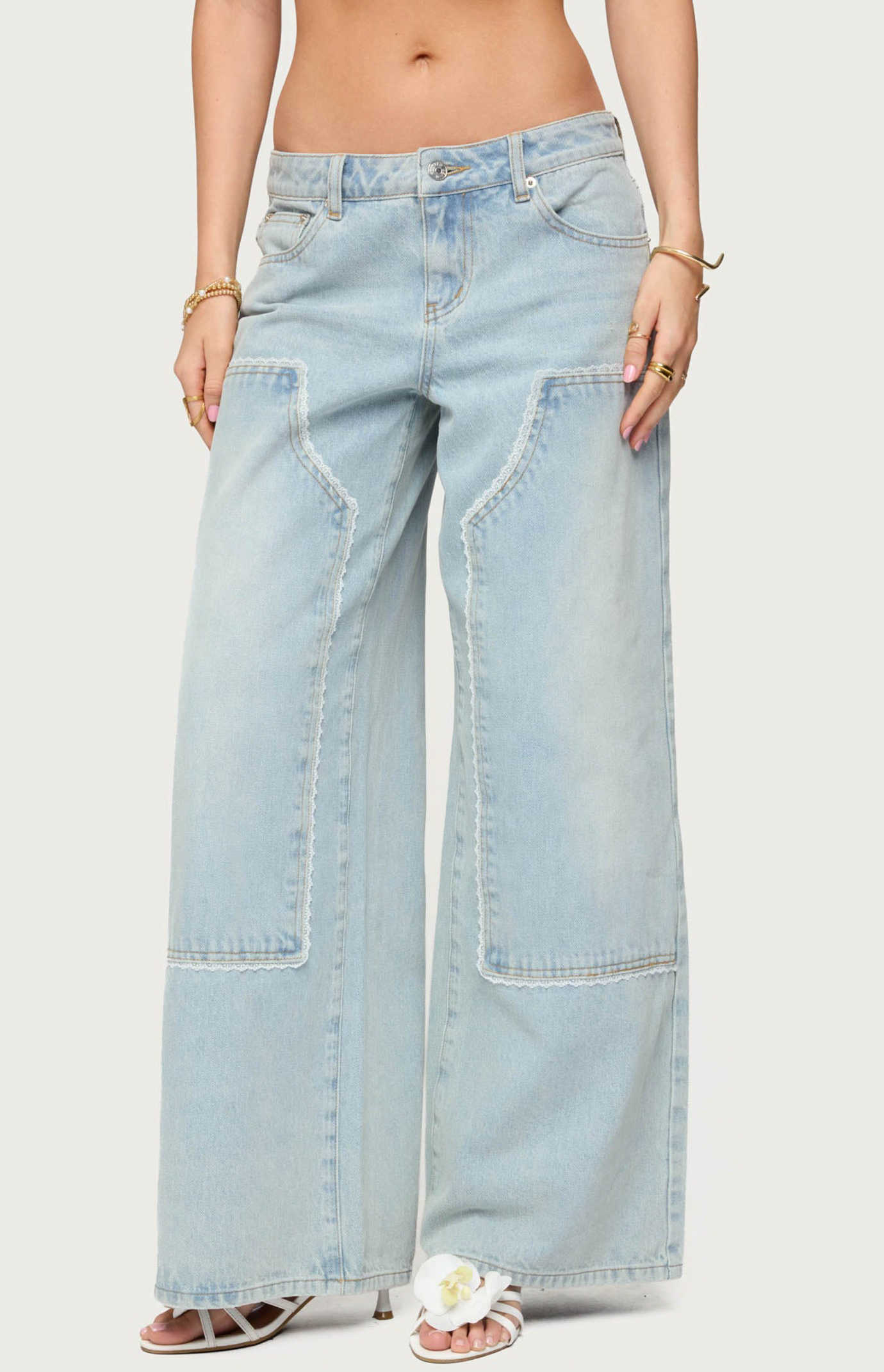 Edikted Teela Lacey Low Rise Carpenter Jeans | PacSun