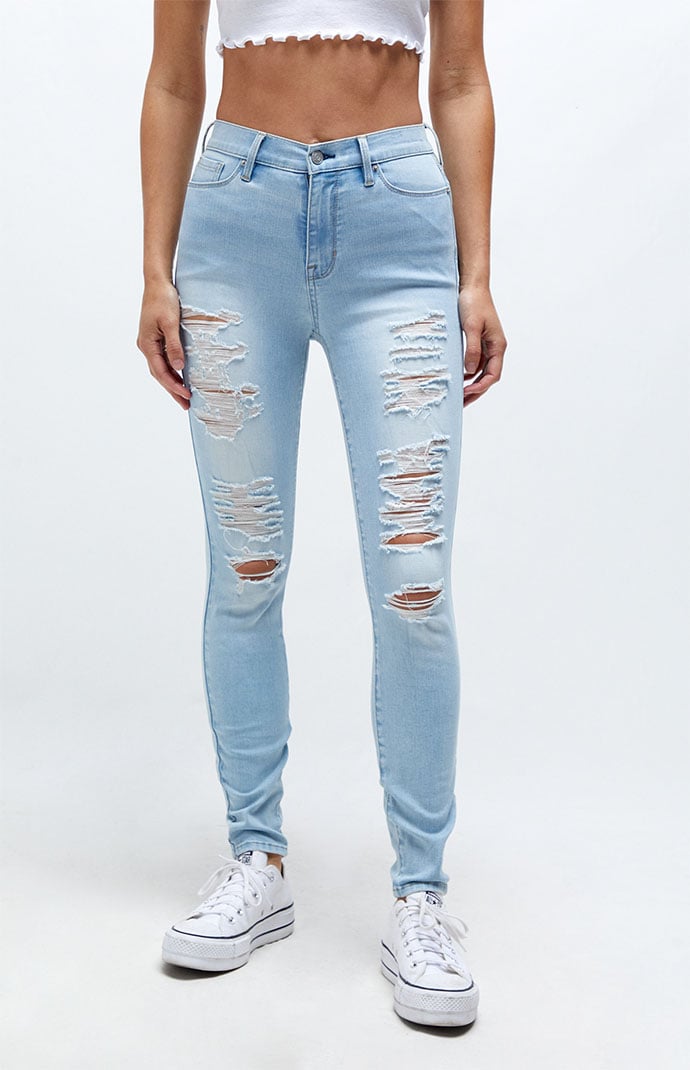 PacSun Light Blue Distressed High Waisted Jeggings
